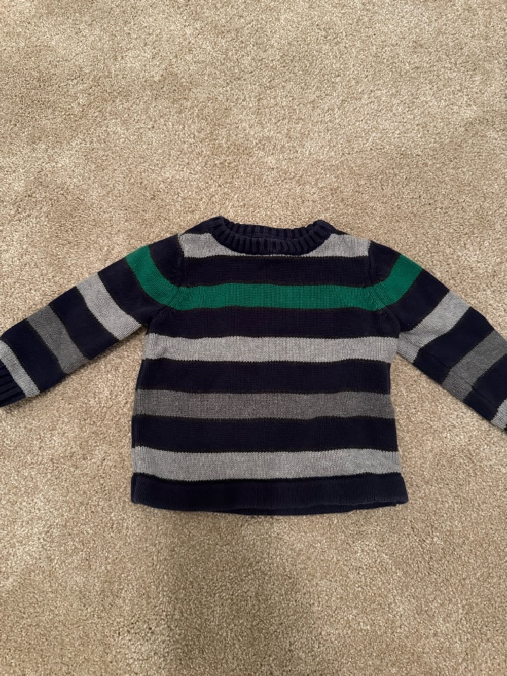 Kids Navy, Gray & Green Striped Crew Sweater